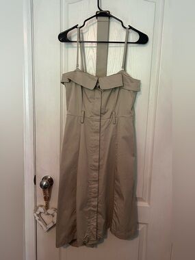 Banana Republic Khaki Strapless Asymmetrical Dress with Removable Straps